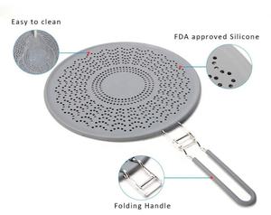 Percikan Lemak Layar Percikan Silikon, untuk Wajan Penggorengan Multi Guna dengan Pegangan Lipat Penjaga Percikan Minyak - Product Image 3