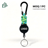 Porte-clés rétractable robuste avec mousqueton, porte-badge extérieur, enrouleur de badge d'identification, cordon en PVC extensible, anneau porte-clés, accessoire de camping
