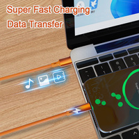 Câble USB Type-C en silicone orange, alliage d'aluminium, cordon de charge et de transfert de données pour téléphone portable, montre intelligente