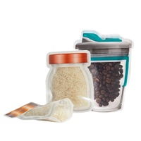 Sachet refermable personnalisé en forme de bouteille avec logo imprimé pour emballage alimentaire, bonbons, biscuits, snacks, type Doypack, pot Mason, sac à fermeture éclair