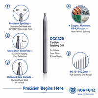 HORFENZ DCC326 Broca de centrado de carburo de 1.0 mm 90° °   120 °   Broca de centrado sin recubrimiento D0.10-D10mm para cobre, aluminio y FR4