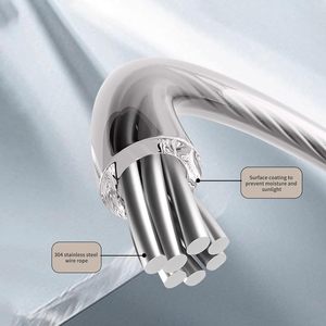 Tendedero de Ropa Retráctil de Acero Inoxidable DS4567, para Montar en la Pared, para Interiores y Exteriores - Product Image 3