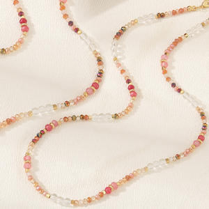 Collar de cristal rosa a la moda, collar de cuentas de piedras naturales, joyería hecha a mano para mujer - Product Image 2