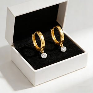 Aros de Oro de 14K con 10 Diamantes Cultivados en Laboratorio de 14K, 0.20ct, Certificados por IGI, para Hombre y Mujer, Regalo de Boda, Calidad VS - Product Image 3