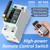 Interrupteur de télécommande RF haute puissance sur rail DIN - Contrôle sans fil intelligent, portée 1000m, 40A 63A 220V AC, disjoncteur marche/arrêt
