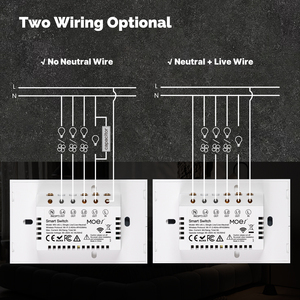 Moes không có dây trung tính cần thiết RF 433 + Wifi tường chuyển đổi ánh sáng cuộc sống thông minh/tuya từ xa không dây thiết bị chuyển mạch 1/2/3/4 gang - Product Image 6
