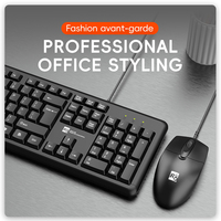 Set Keyboard komputer Desktop Modern, Mouse Keyboard berkabel hitam bisnis kustom