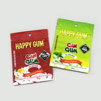 Sachet d'emballage alimentaire personnalisé, pochette à trois soudures imprimée, sachet plat en Mylar pour bonbons et chewing-gums, petit sac d'emballage plastique thermosoudable avec anse