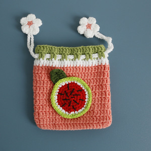 <span class=keywords><strong>Sac</strong></span> bandoulière en coton fait main au crochet pour petites filles et tout-petits, motif de fruits mignons, mini pochette en fil doux, utilisation quotidienne, cadeau - Product Image 5