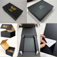 Emballage en carton écologique haut de gamme avec logo, fermeture magnétique, personnalisé, noir, rigide, matériaux recyclés