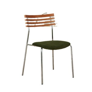 <b>Dining</b> <b>Chair</b> Green And Yellow Metal Frame With Wooden Backrest For Home Kitchen Use - Product Image 5