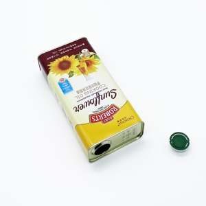 Boîte en fer blanc rectangulaire de qualité alimentaire 1,25 L avec impression offset pour l'emballage d'huile comestible - Product Image 5