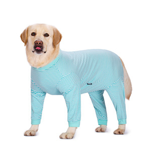 Gestreifter Baumwoll-Hundepyjama, Sommer, dünn, atmungsaktiv, 4-Bein-Haustier-Hoodie, <span class=keywords><strong>Anti</strong></span>-Haarausfall, Kleintier-Loungewear - Product Image 2