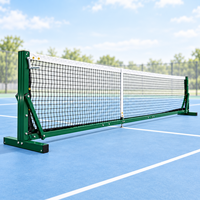 Filet d'entraînement de tennis modulaire et poteaux 6,65 m, filet en PE, structure en acier et aluminium, tensionnement manuel par manivelle pour entraînement intérieur et extérieur