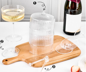 Verres à cocktail en plastique transparent <span class=keywords><strong>incassable</strong></span> à nervures réutilisables – Lavables au lave-vaisselle – Pour fêtes – Lot de 12/24/48/64 par paquet - Product Image 4