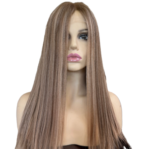 Nouvelle conception, mèches brunes, cheveux russes, longue perruque française transparente, perruque juive vierge sans colle, densité 150% pour la perte de cheveux - Product Image 1