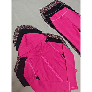 Completo Sportivo da <span class=keywords><strong>Donna</strong></span> in Due Pezzi, <span class=keywords><strong>Tuta</strong></span> da Jogging Estiva Traspirante in Cotone e Spandex con Zip e <span class=keywords><strong>Pantaloni</strong></span> Lunghi - Product Image 6