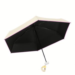Sombrilla de Bolsillo Plegable de 5 Secciones, Portátil, con Diseño de Moda y Combinación de Colores, Protección Anti-UV, con Cordón Tejido a Mano, para Mujeres, Uso Diario en Exteriores - Product Image 3