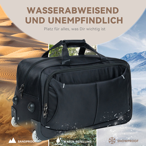 Black <b>Wheeled</b> Travel Duffle <b>Bag</b> Waterproof Rolling <b>Weekend</b> Overnight Luggage <b>Bag</b> with Telescopic Handle & 2 Wheels for Trips - Product Image 1