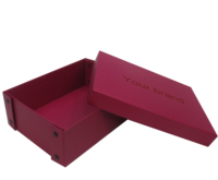 Boîte à boucle en métal pliable portable personnalisée en cuir de carton imperméable avec assemblage de couvercle en relief sérigraphié