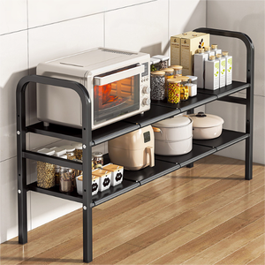 Étagère de rangement en acier au carbone pour cuisine et salle de bain, type sur pied, antirouille, 2 niveaux, réglable, pour comptoir, pour vaisselle, durable - Product Image 2