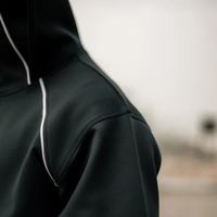Sweat-shirt Techwear personnalisé avec logo, col montant, fermeture éclair quart de tour, style Ninja, coupe oversize, avec bandes réfléchissantes pour homme