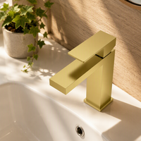 Robinet de lavabo thermostatique moderne à poignée unique en acier inoxydable 304 brossé, à montage sur plan, pour salle de bain et lavabo.