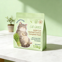 Sac d'emballage plat à fond plat refermable à fermeture éclair étanche à l'humidité en aluminium thermoscellé pour nourriture pour animaux de compagnie, friandises pour chats et chiens