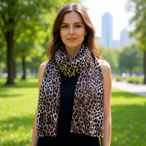 Sciarpa Lunga in Broccato con Stampa Leopardata 90x180cm, Accessorio di Moda per Donne - Product Image 1