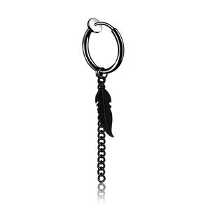 Pendientes de plumas de aleación de zinc unisex, estilo urbano para fiestas, joyería minimalista de moda - Product Image 5