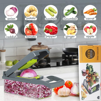 Coupe-Légumes Manuel Multifonctionnel 16 en 1, Hachoir et Mandoline à Oignons Portative pour Cuisine