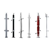 Poteau de balustrade en verre avec main courante en acier inoxydable, tube carré ou poteau de clôture rond, balustrade avec verre trempé