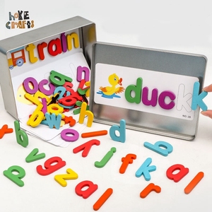 Juego de Aprendizaje del Alfabeto Inglés Básico para Niños de Hoye Crafts, Letras de Madera en Caja de Lata, Juego de Ortografía de Palabras - Product Image 5
