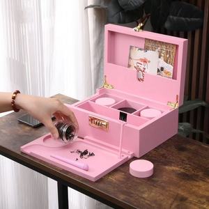 AGG Bulk Pink Colorful Smell Proof Stash <b>Box</b> for Flowers <b>Herbs</b> Smoking Tools Empty Storage Case Custom Wooden Packaging - Product Image 2