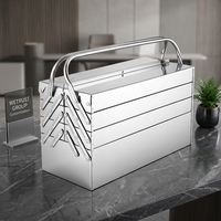 Boîte à outils de réparation automobile pliable et portable de 18 pouces en acier inoxydable de qualité industrielle, épaissie, à trois couches, type seau basculant
