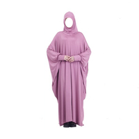 Robe Abaya en polyester violet du Moyen-Orient, vêtements islamiques pour femmes, taille unique, décontractée et pour la prière, vente en gros