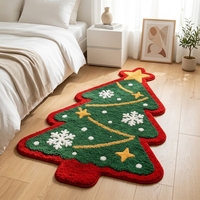 Tapis touffeté en forme de sapin de Noël, flocon de neige, absorbant, antidérapant, lavable en machine, moelleux, pour chambre à coucher, décoration de Noël, tapis de sol