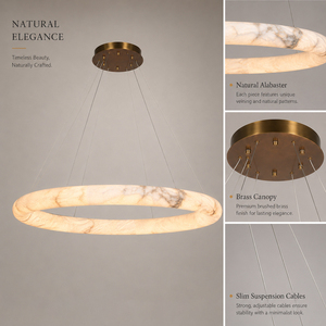 Natural Alabaster Ring Chandelier Modern <b>Round</b> Pendant <b>Light</b> Luxury Stone <b>Ceiling</b> Lamp for Villa Hotel Dining Room OEM ODM - Product Image 3