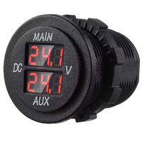 Voltmètre numérique LED AMBER pour moto, double tension principale AUX