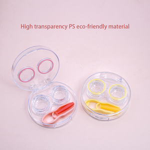 Estuche Redondo Económico para Lentes de Contacto de Color Caramelo con Herramientas de Aplicación, Caja para Parejas con Pinzas y Ventosa - Product Image 3