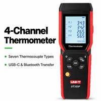 Termometer Digital 4 Saluran UNI-T UT325F Tipe J/T/E/R/S/N/K Presisi Tinggi Termokopel OEM Layar LED Penyimpanan Data
