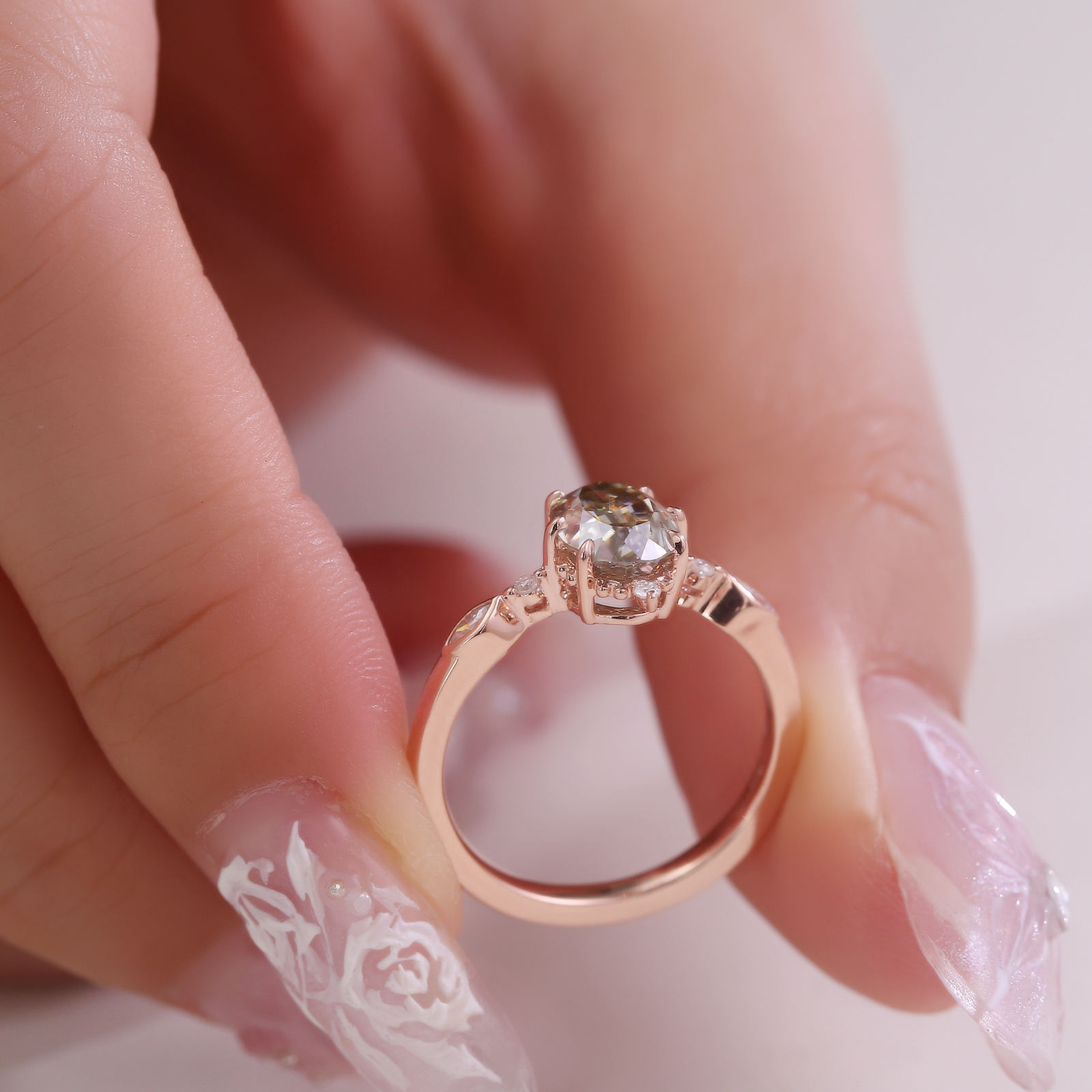 แหวนมอยซาไนต์โรสโกลด์ 14k