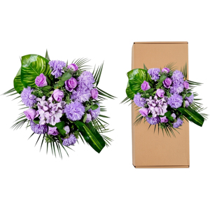 <b>Artificial</b> Purple Flower <b>Bouquet</b> Decorative Wreath and Swag Floral Arrangement with Green Leaves for Home Wedding Decor - Product Image 2