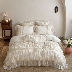 Ensemble de literie en quatre pièces en dentelle française entièrement mate en polaire pour bébé, draps, taies d'oreiller, ensembles de housses de <span class=keywords><strong>couette</strong></span> - Product Image 5