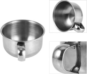 Nouveau gros en acier inoxydable Vintage tasse de rasage avec poignée Vegan blaireau ensemble rasage humide mousse tasse pour crème savon bol - Product Image 6