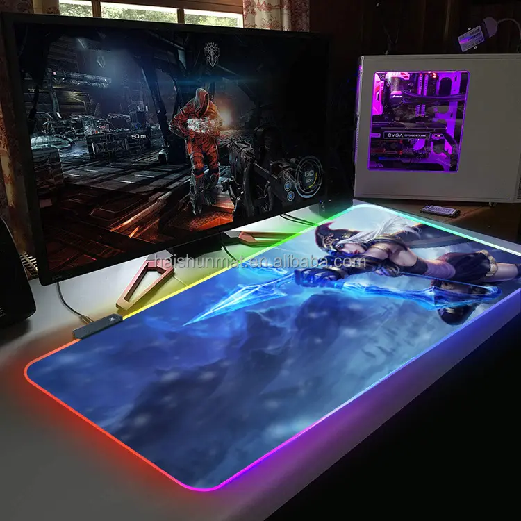 Customize High Quality Free Design RGB LED Gaming Mousepad Desk Mat with Sublimation Fabric Material   Custom Logo