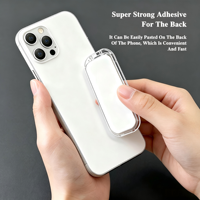 Support de téléphone portable promotionnel avec logo imprimé, universel, adhésif arrière, transparent, en ABS, anti-choc, pour bureau