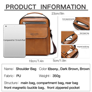 Bolso de Hombro WEIXIER para <span class=keywords><strong>Hombre</strong></span>, Material PU, con Tapa Abatible y Bolsillos Laterales Tridimensionales, Material PU Resistente, Apto para Uso Diario - Product Image 3