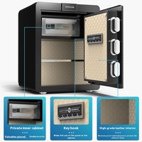 Coffre-fort numérique automatique en acier Onnais avec empreinte digitale, sécurité antivol, serrure à clé pour la maison, le bureau, l'argent, les bijoux