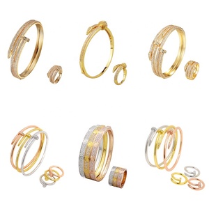 18k <strong>Gold</strong> Plated Fashion Brand Zirconia Jewelry Nail <strong>Bangle</strong> CZ Dubai Jewelry Heavy <strong>Bangles</strong> <strong>Gold</strong> Filled Jewelry Women Bracelet <strong>Set</strong> - Product Image 6